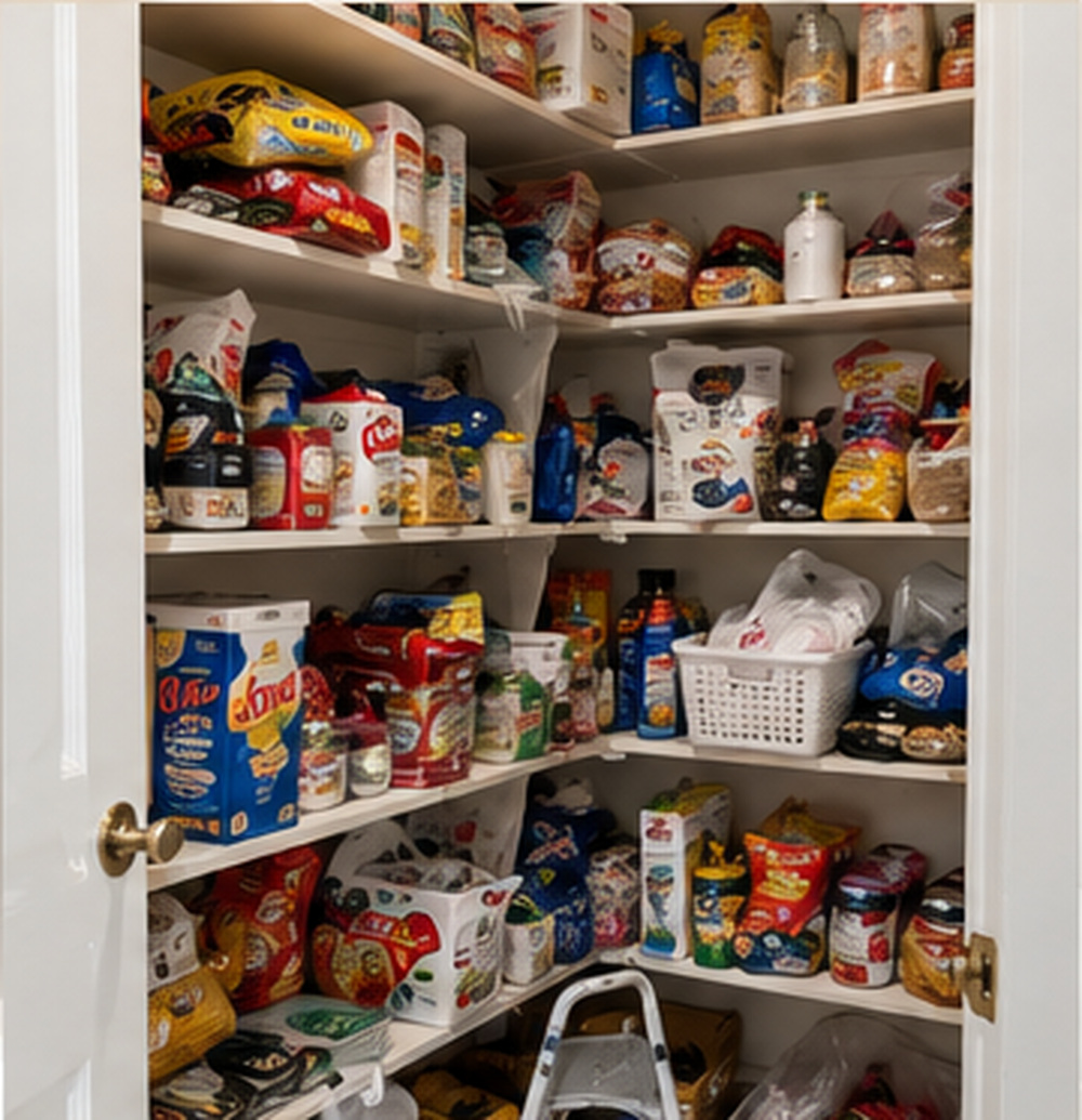 Messy kitchen pantry before organization
